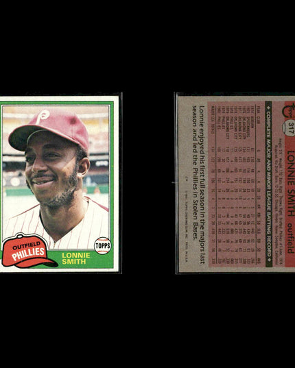 Philadelphia Phillies 1981 Topps Baseball 60-Card Lot Topps VG