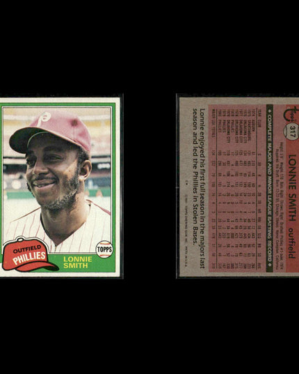 Philadelphia Phillies 1981 Topps Baseball 60-Card Lot Topps VG