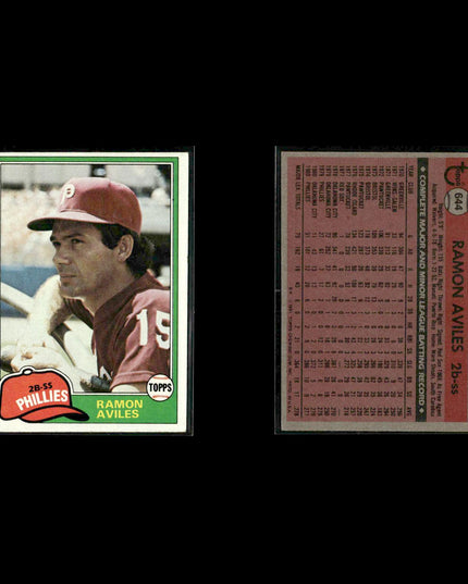 Philadelphia Phillies 1981 Topps Baseball 60-Card Lot Topps VG