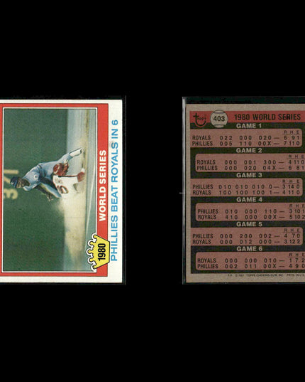 Philadelphia Phillies 1981 Topps Baseball 60-Card Lot Topps VG