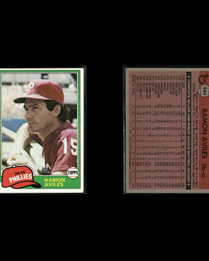 Philadelphia Phillies 1981 Topps Baseball 60-Card Lot Topps VG