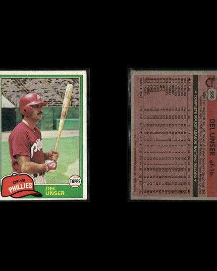 Philadelphia Phillies 1981 Topps Baseball 60-Card Lot Topps VG