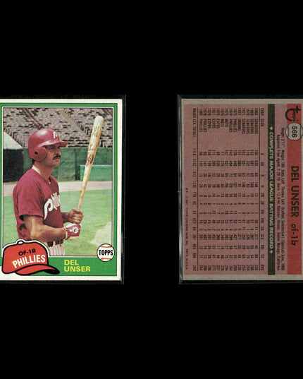 Philadelphia Phillies 1981 Topps Baseball 60-Card Lot Topps VG