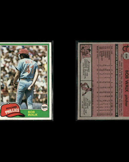 Philadelphia Phillies 1981 Topps Baseball 60-Card Lot Topps VG