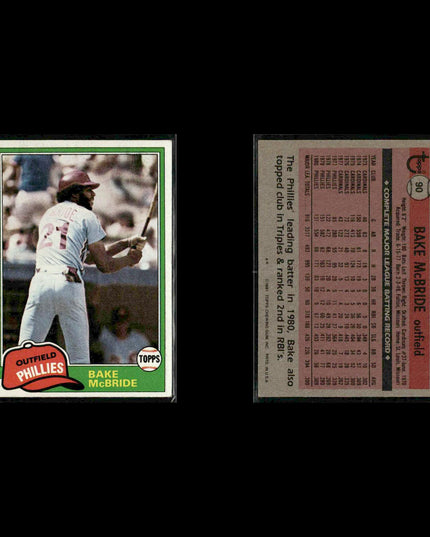 Philadelphia Phillies 1981 Topps Baseball 60-Card Lot Topps VG