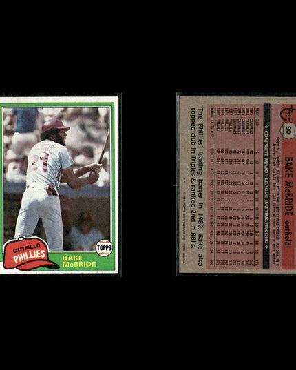 Philadelphia Phillies 1981 Topps Baseball 60-Card Lot Topps VG