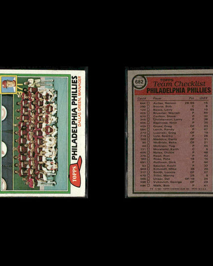 Philadelphia Phillies 1981 Topps Baseball 60-Card Lot Topps VG
