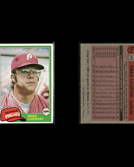 Philadelphia Phillies 1981 Topps Baseball 60-Card Lot Topps VG