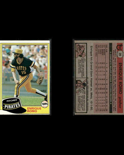 Pittsburgh Pirates 1981 Topps Baseball 40-Card Lot Topps VG