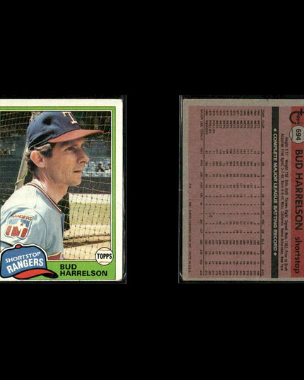 Texas Rangers 1981 Topps Baseball 53-Card Lot Topps VG