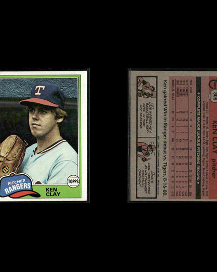 Texas Rangers 1981 Topps Baseball 53-Card Lot Topps VG
