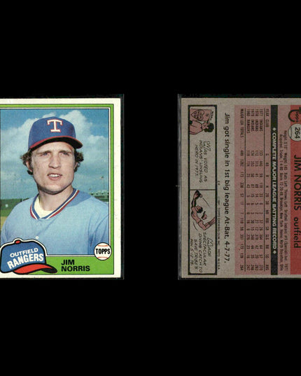 Texas Rangers 1981 Topps Baseball 53-Card Lot Topps VG
