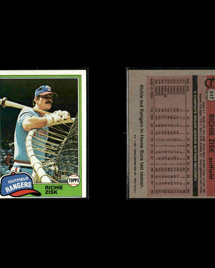 Texas Rangers 1981 Topps Baseball 53-Card Lot Topps VG