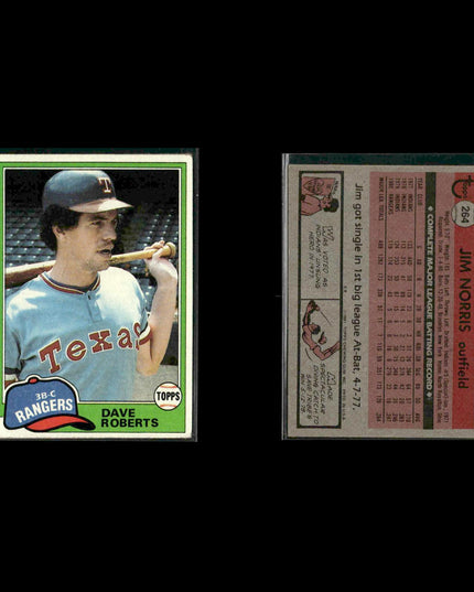 Texas Rangers 1981 Topps Baseball 53-Card Lot Topps VG