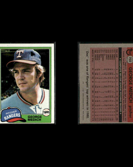 Texas Rangers 1981 Topps Baseball 53-Card Lot Topps VG