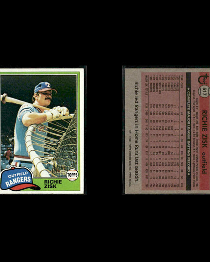 Texas Rangers 1981 Topps Baseball 53-Card Lot Topps VG
