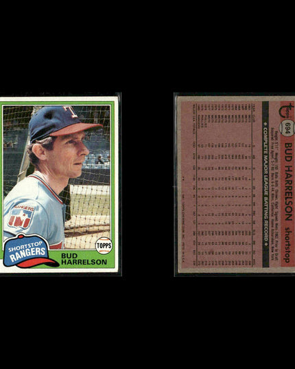 Texas Rangers 1981 Topps Baseball 53-Card Lot Topps VG