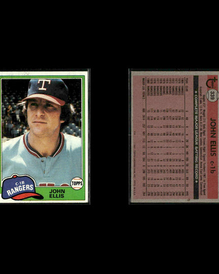 Texas Rangers 1981 Topps Baseball 53-Card Lot Topps VG
