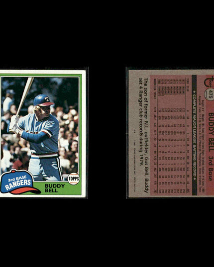 Texas Rangers 1981 Topps Baseball 53-Card Lot Topps VG