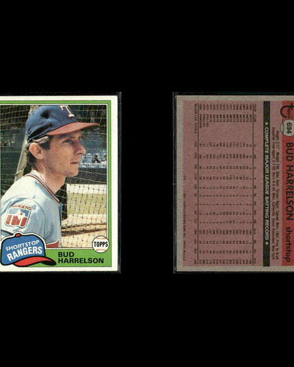 Texas Rangers 1981 Topps Baseball 53-Card Lot Topps VG