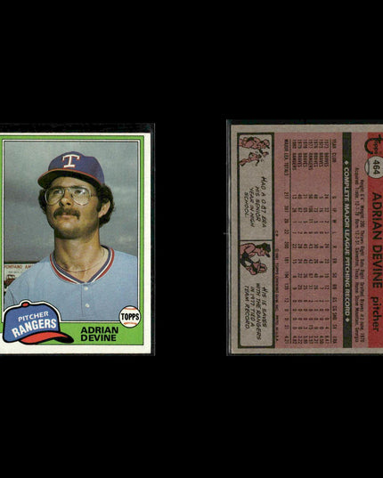 Texas Rangers 1981 Topps Baseball 53-Card Lot Topps VG