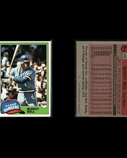 Texas Rangers 1981 Topps Baseball 53-Card Lot Topps VG