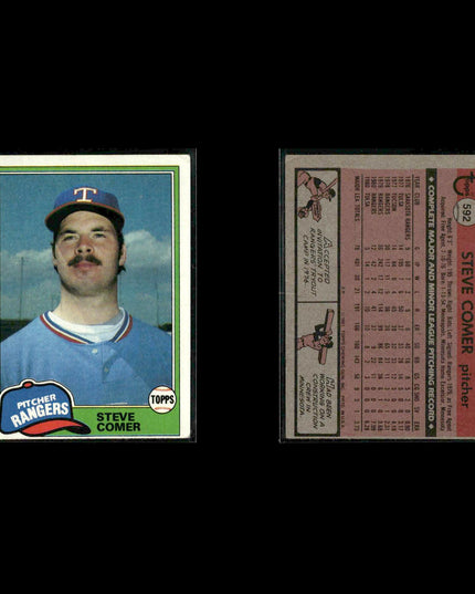 Texas Rangers 1981 Topps Baseball 53-Card Lot Topps VG