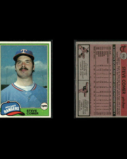Texas Rangers 1981 Topps Baseball 53-Card Lot Topps VG