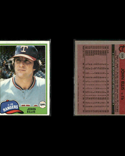Texas Rangers 1981 Topps Baseball 53-Card Lot Topps VG