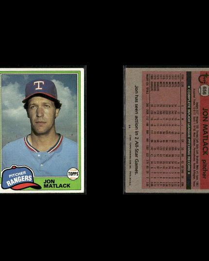 Texas Rangers 1981 Topps Baseball 53-Card Lot Topps VG