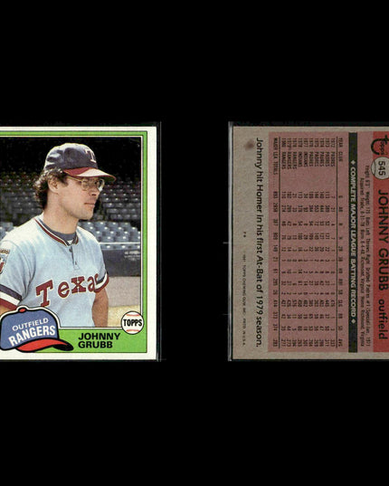 Texas Rangers 1981 Topps Baseball 53-Card Lot Topps VG