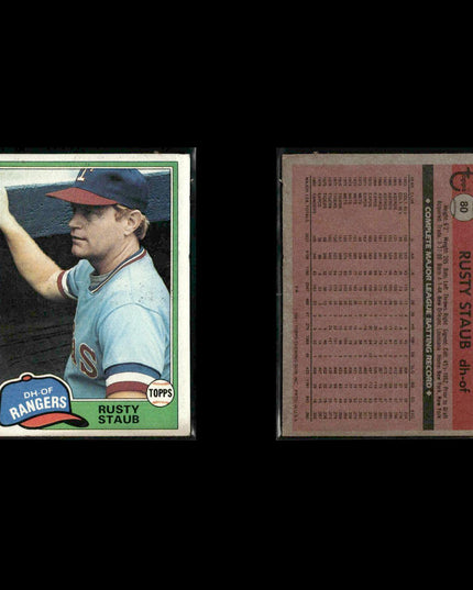 Texas Rangers 1981 Topps Baseball 53-Card Lot Topps VG
