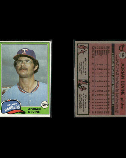 Texas Rangers 1981 Topps Baseball 53-Card Lot Topps VG