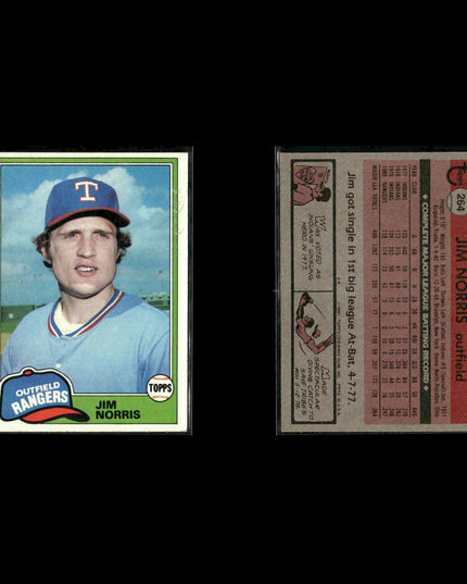 Texas Rangers 1981 Topps Baseball 53-Card Lot Topps VG