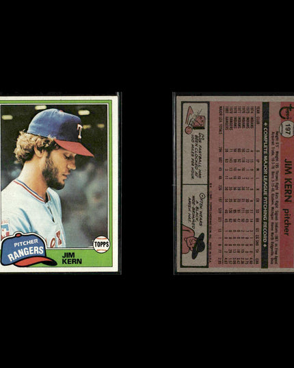 Texas Rangers 1981 Topps Baseball 53-Card Lot Topps VG