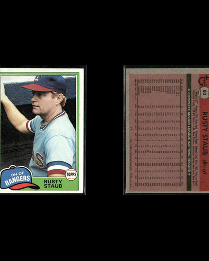 Texas Rangers 1981 Topps Baseball 53-Card Lot Topps VG