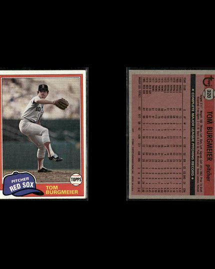 Boston Red Sox 1981 Topps Baseball 41-Card Lot Topps VG