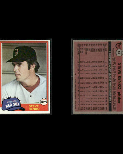 Boston Red Sox 1981 Topps Baseball 41-Card Lot Topps VG