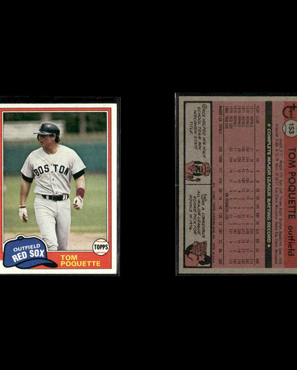 Boston Red Sox 1981 Topps Baseball 41-Card Lot Topps VG