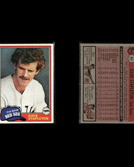 Boston Red Sox 1981 Topps Baseball 41-Card Lot Topps VG