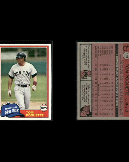 Boston Red Sox 1981 Topps Baseball 41-Card Lot Topps VG