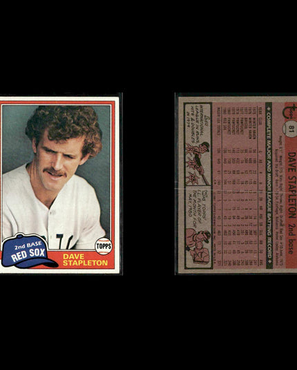 Boston Red Sox 1981 Topps Baseball 41-Card Lot Topps VG