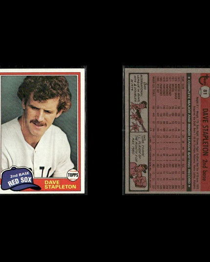 Boston Red Sox 1981 Topps Baseball 41-Card Lot Topps VG