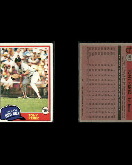 Boston Red Sox 1981 Topps Baseball 41-Card Lot Topps VG