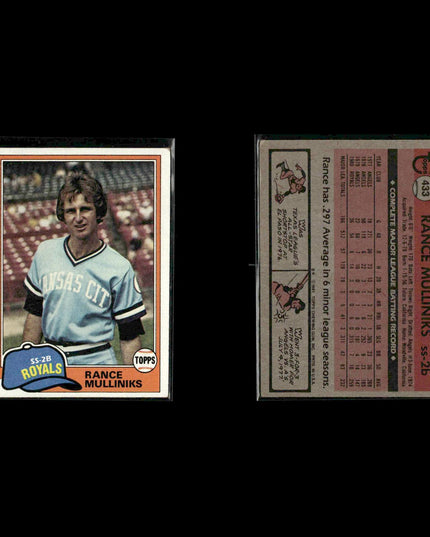 Kansas City Royals 1981 Topps Baseball 44-Card Lot Topps VG