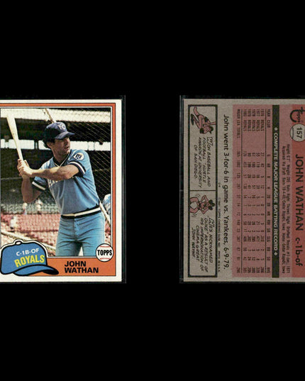 Kansas City Royals 1981 Topps Baseball 44-Card Lot Topps VG
