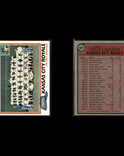 Kansas City Royals 1981 Topps Baseball 44-Card Lot Topps VG