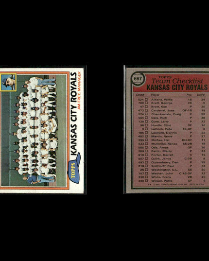 Kansas City Royals 1981 Topps Baseball 44-Card Lot Topps VG