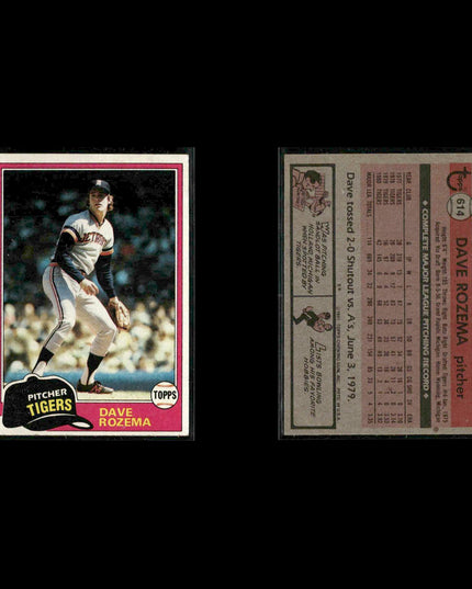 Detroit Tigers 1981 Topps Baseball 53-Card Lot Topps VG