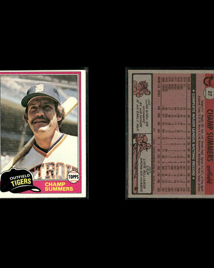 Detroit Tigers 1981 Topps Baseball 53-Card Lot Topps VG